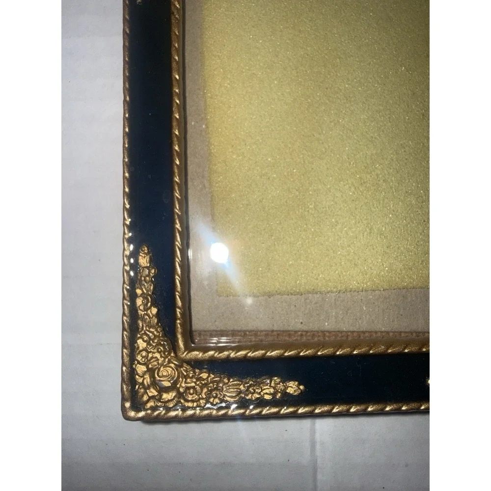 Vintage Black & Gold Baroque Style Ornate Picture Frame Mid-Century